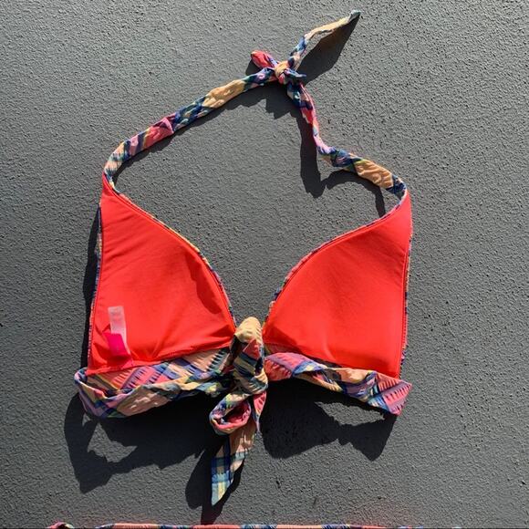 Victorias Secret retro plaid push-up halter bikini top SMALL - Picture 3 of 4